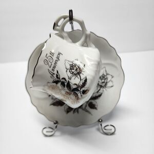 Vintage 1983 Royal Crown by Arnart Imports 25th Anniversray Tea Cup and Saucer